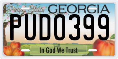 GA license plate PUD0399