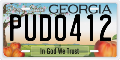 GA license plate PUD0412