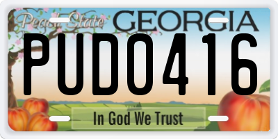 GA license plate PUD0416