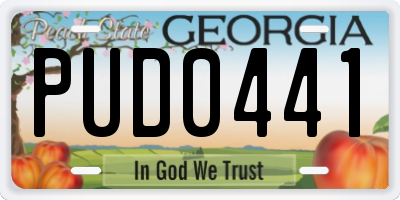 GA license plate PUD0441