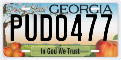GA license plate PUD0477