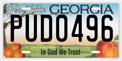 GA license plate PUD0496