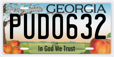 GA license plate PUD0632