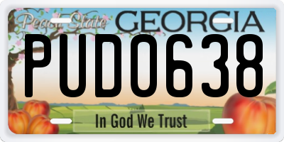 GA license plate PUD0638