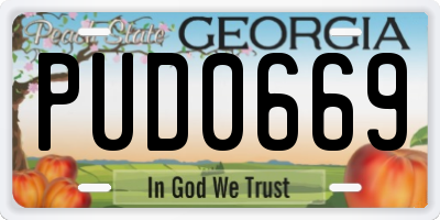GA license plate PUD0669