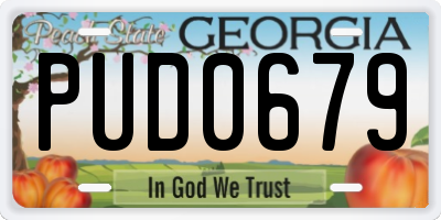 GA license plate PUD0679