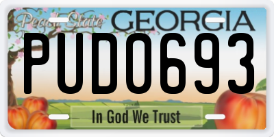 GA license plate PUD0693