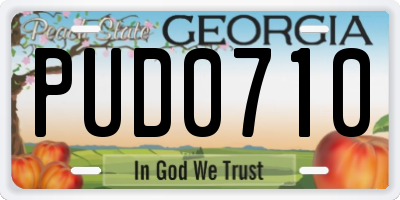 GA license plate PUD0710