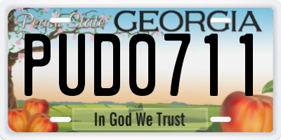 GA license plate PUD0711