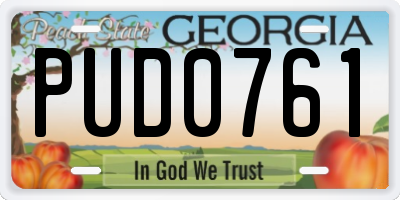 GA license plate PUD0761