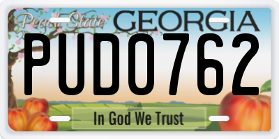 GA license plate PUD0762