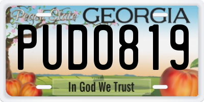 GA license plate PUD0819