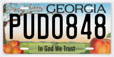 GA license plate PUD0848