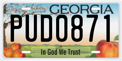 GA license plate PUD0871