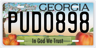 GA license plate PUD0898