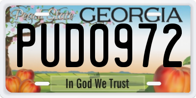 GA license plate PUD0972