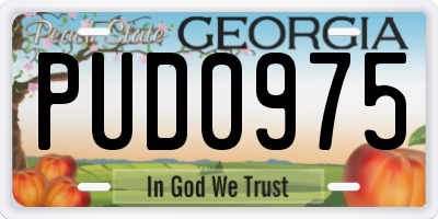 GA license plate PUD0975