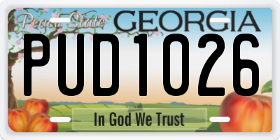 GA license plate PUD1026