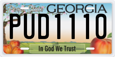 GA license plate PUD1110