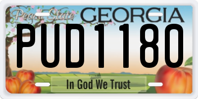 GA license plate PUD1180