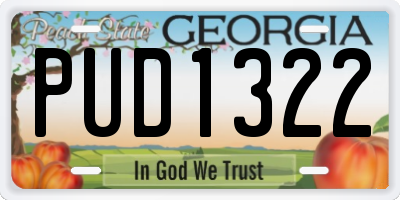 GA license plate PUD1322