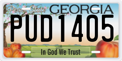 GA license plate PUD1405