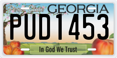 GA license plate PUD1453