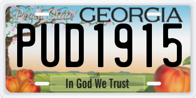 GA license plate PUD1915