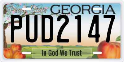 GA license plate PUD2147