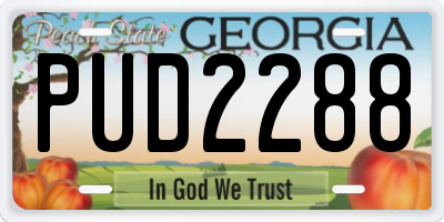 GA license plate PUD2288