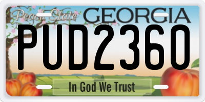 GA license plate PUD2360