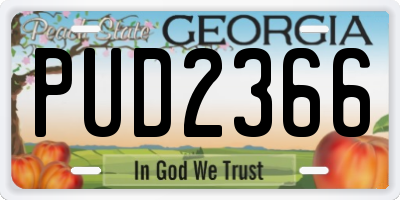 GA license plate PUD2366