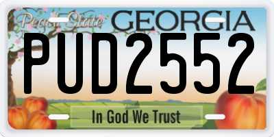 GA license plate PUD2552