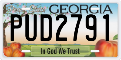GA license plate PUD2791