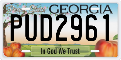 GA license plate PUD2961
