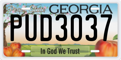 GA license plate PUD3037