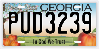 GA license plate PUD3239