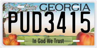 GA license plate PUD3415