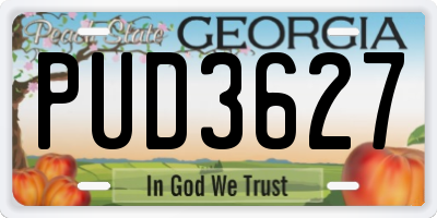 GA license plate PUD3627