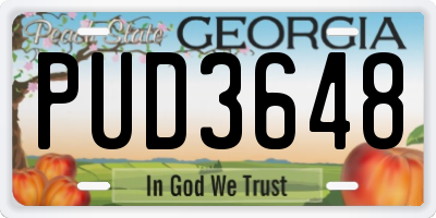 GA license plate PUD3648