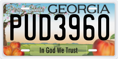 GA license plate PUD3960