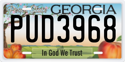 GA license plate PUD3968