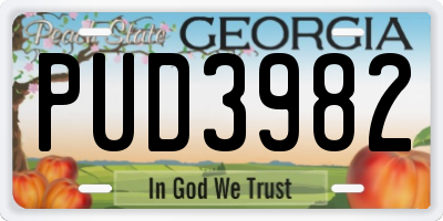 GA license plate PUD3982