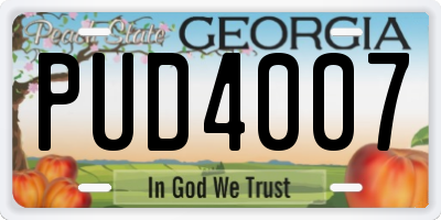 GA license plate PUD4007