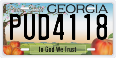 GA license plate PUD4118