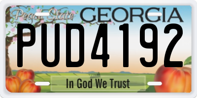 GA license plate PUD4192