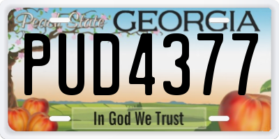 GA license plate PUD4377