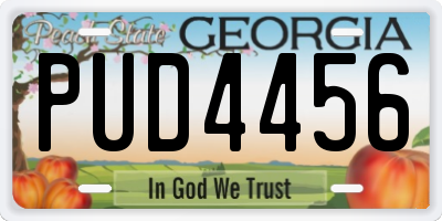 GA license plate PUD4456