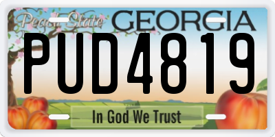 GA license plate PUD4819