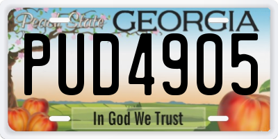 GA license plate PUD4905